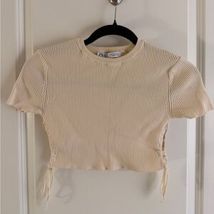 Zara Beige Ribbed Crop Top